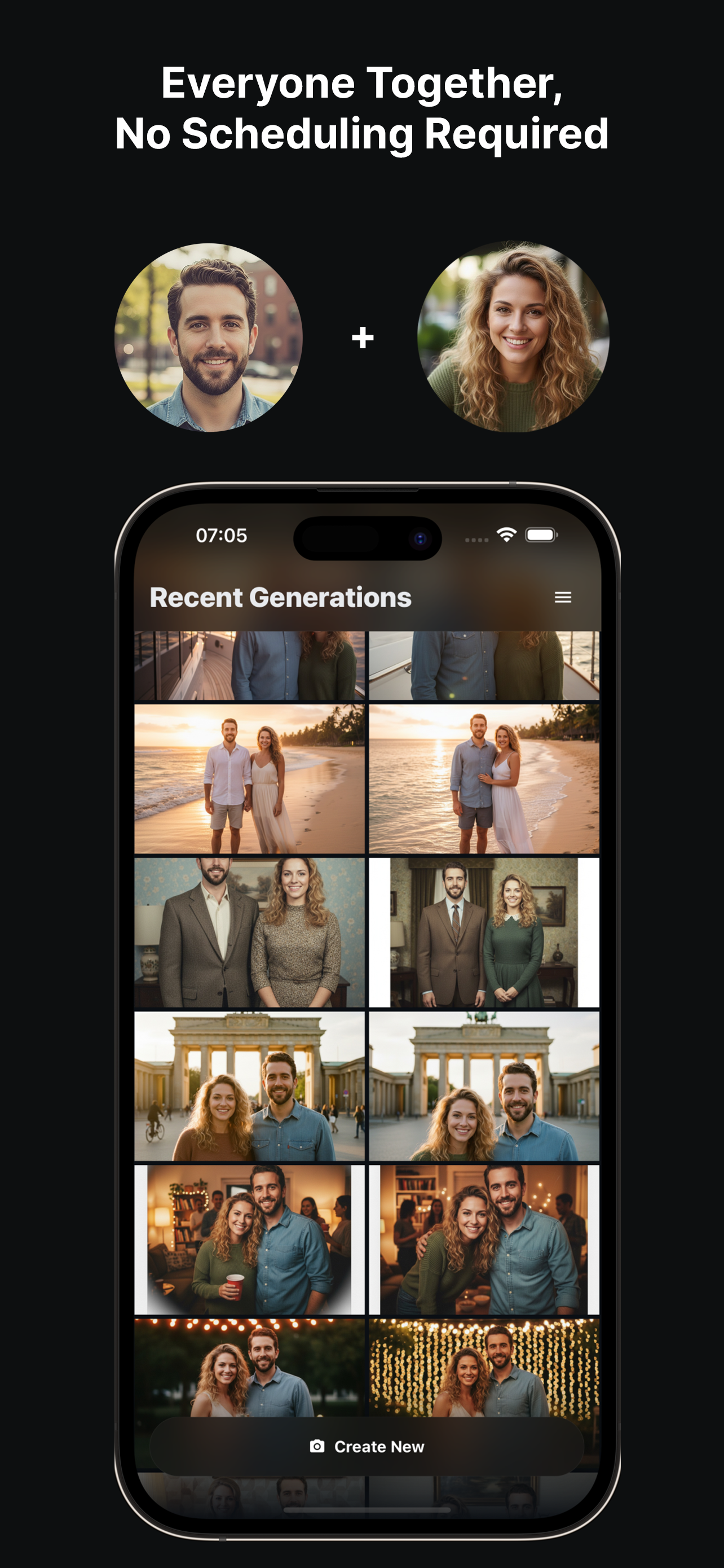 AI-generated family portrait from separate selfies