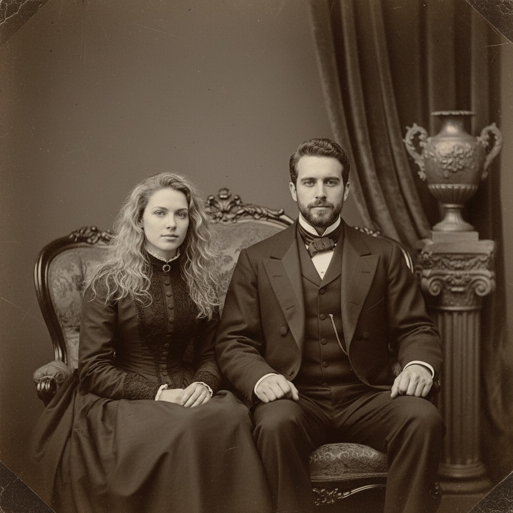 AI-generated group photo style: 1850 — Family Portrait