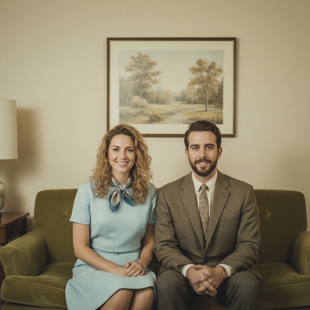AI-generated group photo style: 1960 — Family Portrait