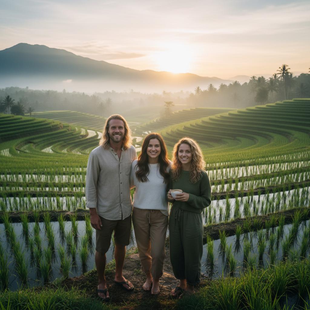 AI-generated group photo style: Bali — Rice Terraces