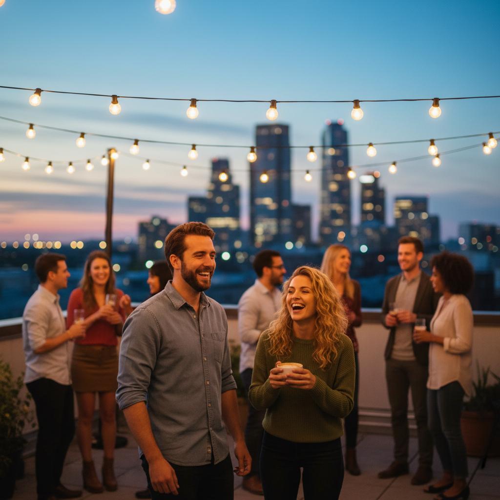 AI-styled rooftop sunset group photo generated with TogetherLens