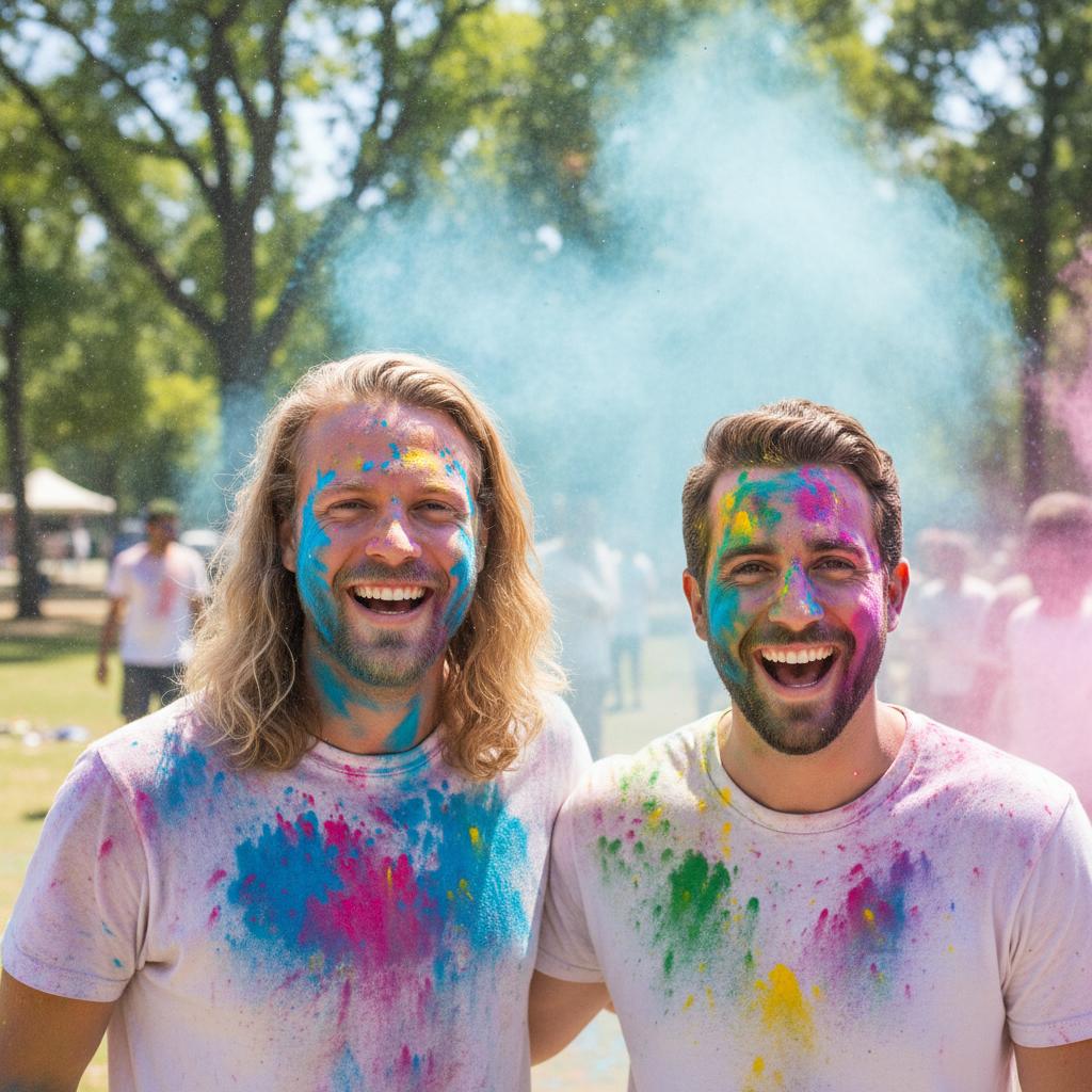 AI-generated group photo style: India — Holi Festival of Colors