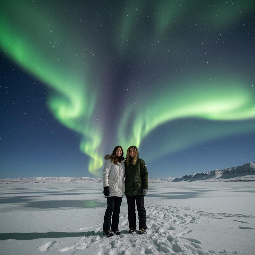 AI-generated group photo style: Iceland — Aurora Borealis