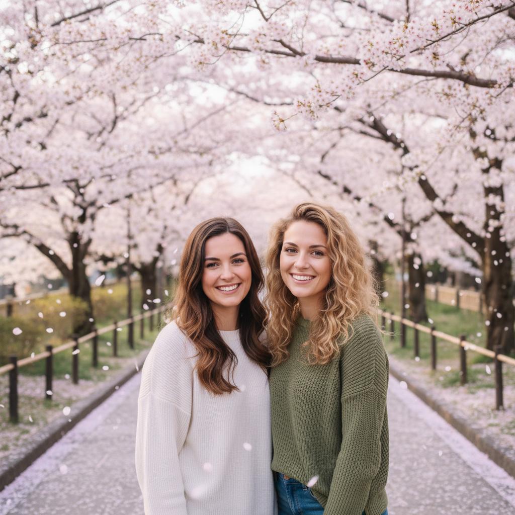 AI-generated group photo style: Kyoto — Cherry Blossom Path