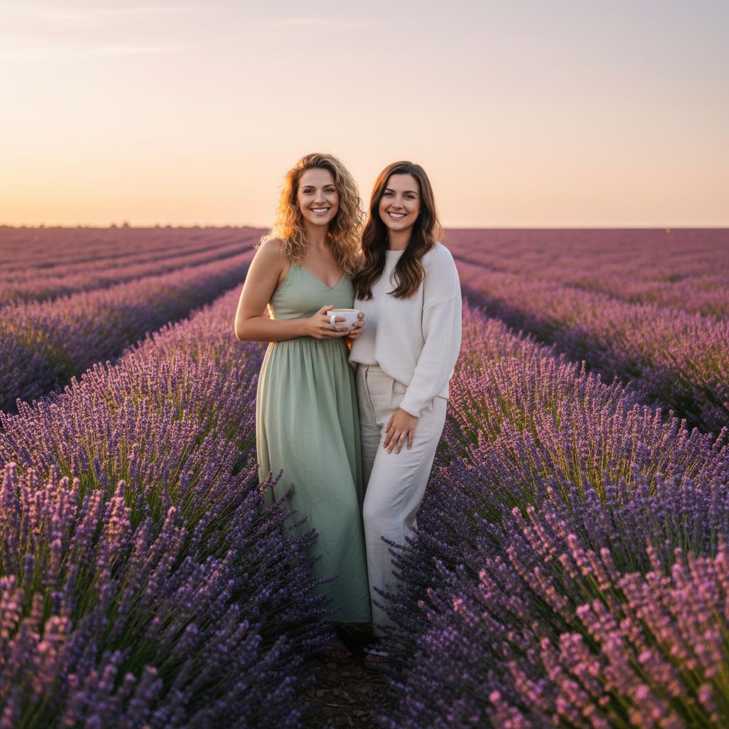 AI-generated group photo style: Provence — Lavender Fields
