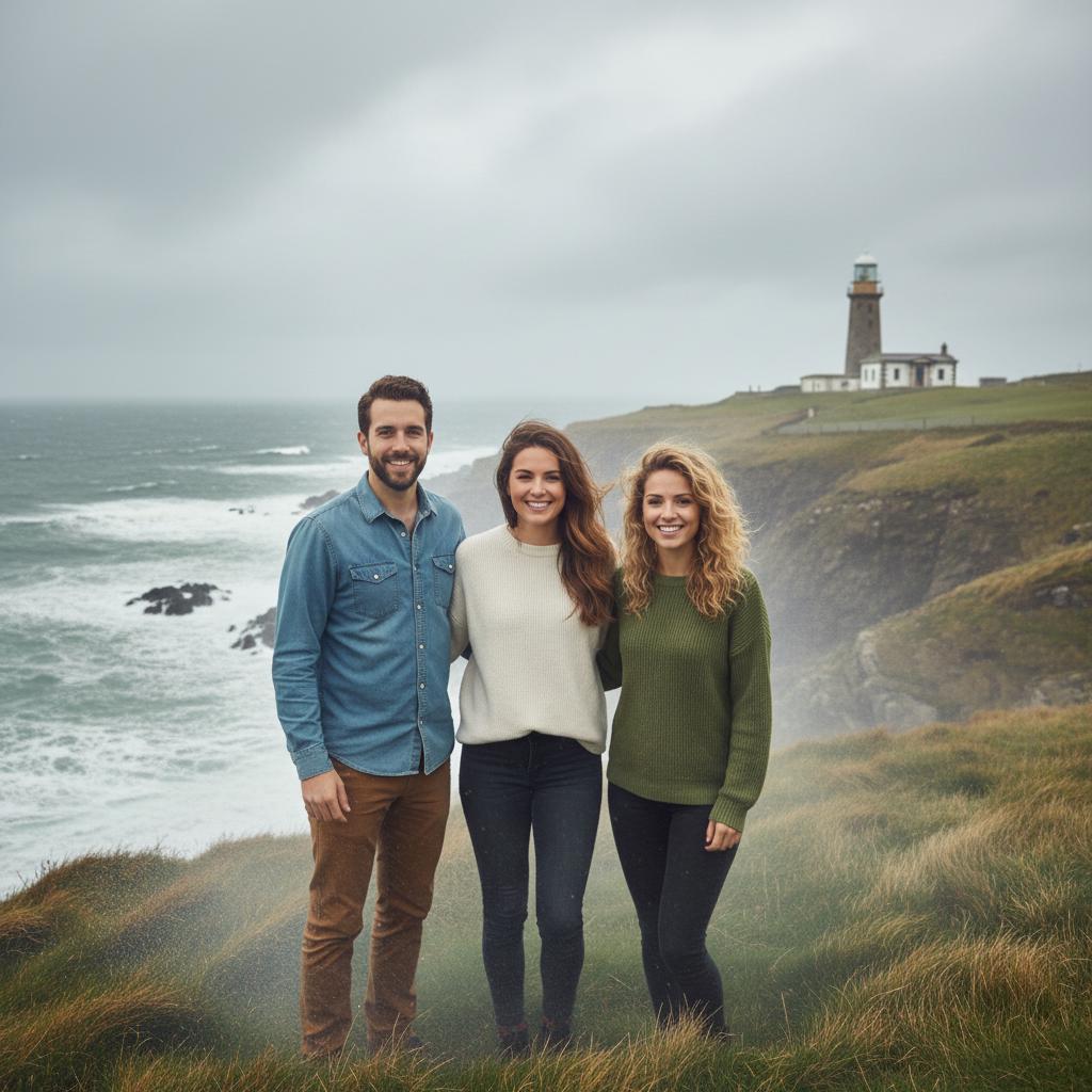 AI-generated group photo style: Coast — Lighthouse Cliffs