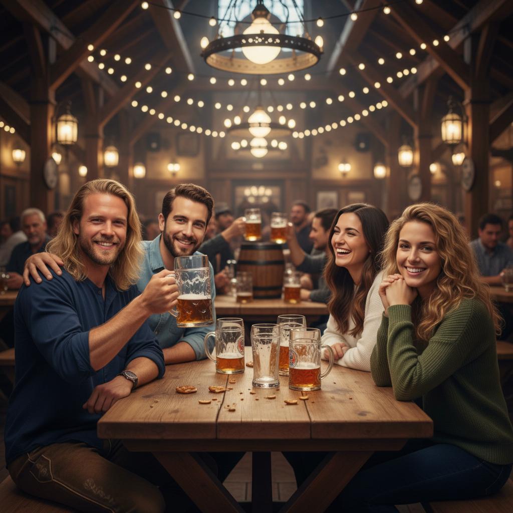 AI-generated group photo style: Germany — Oktoberfest Beer Hall
