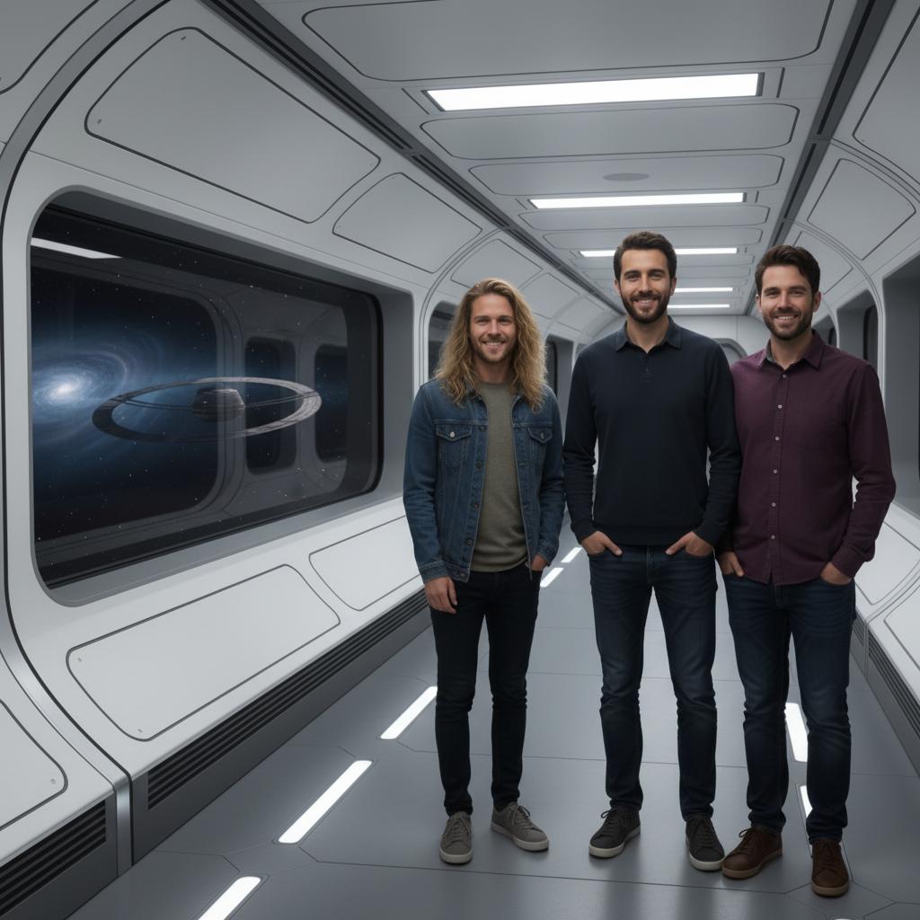 AI-generated group photo style: Sci‑Fi — Space Station