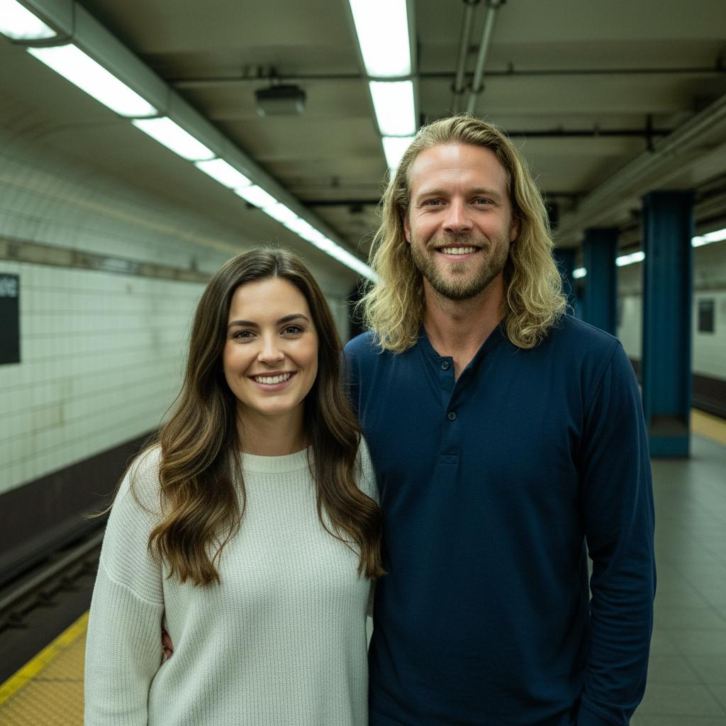 AI-generated group photo style: Urban — Subway Platform