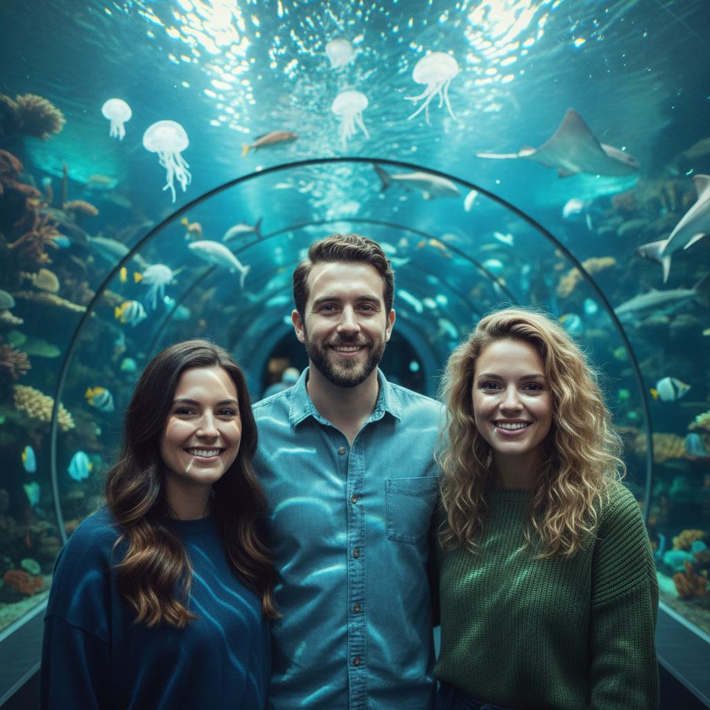AI-generated group photo style: Underwater — Aquarium Look